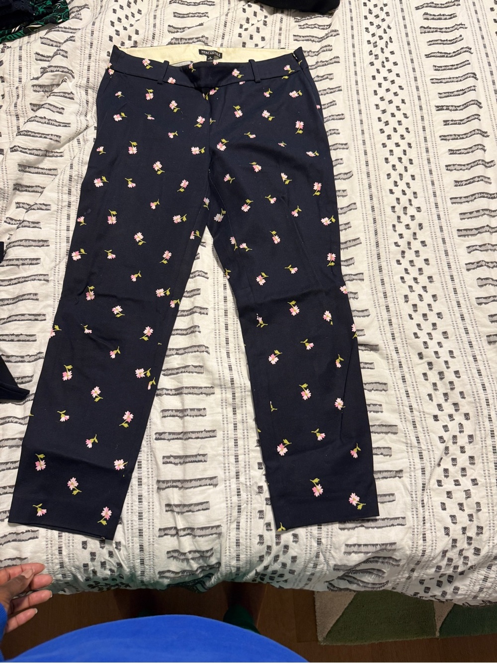 J. Crew Navy Floral Print Pants